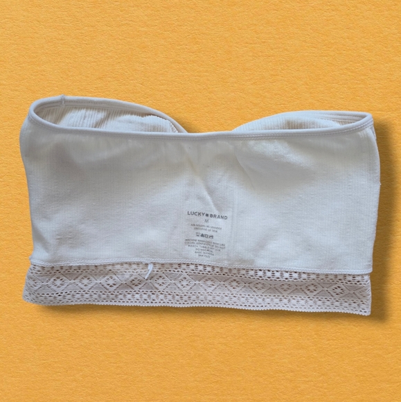 Lucky Brand Women's Seamless Lace Strapless Bandeau Bra Cream - Picture 12 of 12
